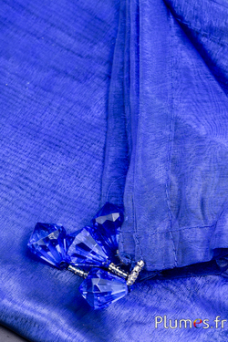 Nappe en organza - 140 x 140 cm - bleu